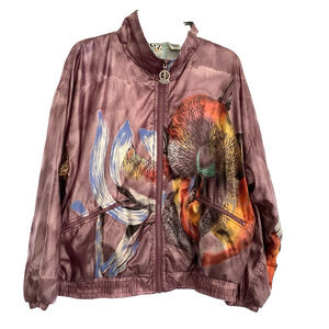 Vintage IXSPA JAMIE SADOCK Wearable Art Athletic Windbreaker JACKET Golf Size L